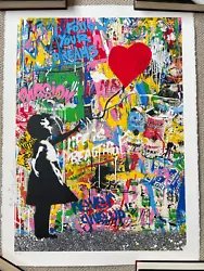Mr. Brainwash Girl with Balloon original print. Homage to Banksys Girl with Balloon! And Campbell Soup cans for Andy...