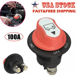 100A Battery Isolator Switch Disconnect Power Cut Off Kill for Car Boat RV Truck. 100A Battery Switch: Size: 55mmx45mm....