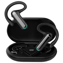 Ear-hook TWS Wireless Earphones Ear hook Headphones. Charging case with a clear digital display, as well as the left...