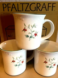 This is for a set of eight mugs. They are part of the Pfaltzgraff Winterberry collection. They were part of another set...