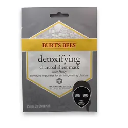 (2pcs) Burts Bees Detoxifying Charcoal Sheet Mask with Honey removes impurities. Brand New.Shipping and Handling...