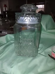 Collectible Koezes Clear Glass Apothecary Jar Canister Candy Cookie Jar 9” Tall. In perfect condition.