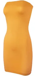 This Solid Strapless Tube Slip Dress is composed of 92% Nylon 8% Spandex, and is comfortable, and fitted. Seamless...