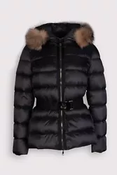 COLOUR: Black ACCENTS: Detachable fur trim / Belted. CLOSURE: Zip FUR TYPE: Blue frost fox. MODEL: C20934690520 STYLE:...