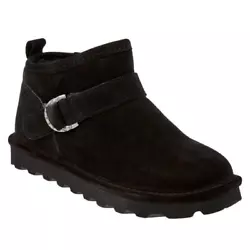 BEARPAW® Suede Micro Boot with NeverWet® Technology. Trim: Cow suede strap with adjustable buckle. Upper: Cow suede....