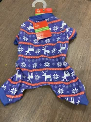 Pet Central Dog Pet Pajamas Size Small Blue and red Reindeer Snowflake NWT. Pet Central Dog Pet Christmas Pajamas Size...
