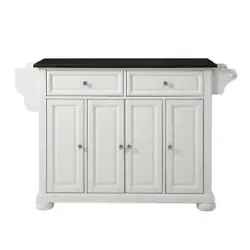 Made of solid hardwood and wood veneer with a black granite top. Color/Finish: White with Black Granite Top. Top...