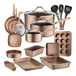 Transform into a culinary expert with the assistance of the NutriChef 20-Piece Nonstick Kitchen Cookware Pots and Pan...