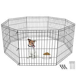 Easy Set Up And Foldable Dog Playpen : This dog playpen does not require any tool assembly, dog fence can be deployed...