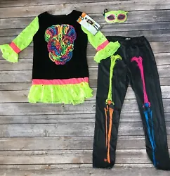 Youth Neon Skeleton. Shirt, Leggings and Mask.