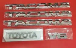 1 X TAILGATE (TACOMA). 2 X FENDERS (TACOMA). 1 X TAILGATE ( TOYOTA). 1 X TAILGATE ( V6 ). PLASTIC ABS LETTERS WITH...