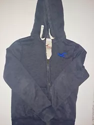 Hollister Mens Size M Hoodie Zip Up Blue with Logo. Pre-owned in good condition. Blue/Gray color.  24 inches in...