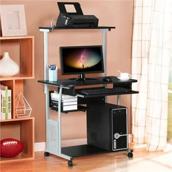 This computer table with shelf is made from durable materials and support by iron tubes. Multilayer design makes the...