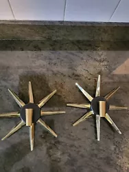 Mid Century Modern Starburst Wall Sconce Candle Holders.