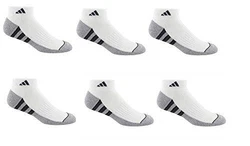 6 pair of low cut Moisture Wicking mens socks from Adidas. These socks are Full Cushioned Footbed and Reinforced Heel &...