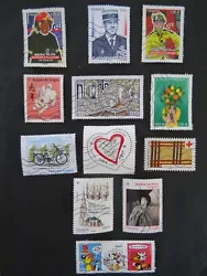 LOT de 12 timbres français  oblitérés 2023 .