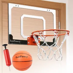 Attach 2 door brackets with provided screws and Wrench. Attach Net to Rim. Attach rim to backboard by sliding it into...