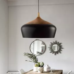 Ceiling Light Wood Grain Paint Shade Pendent Kitchen Island Hanging Lamp Black. Ceiling Sucker Color: Black. Lamp Shade...