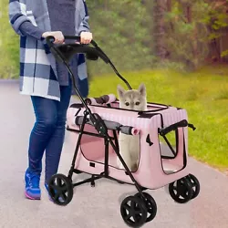 Puppy stroller is a humanized 2-in-1 design.Pet Bag is is easy to detachable for transport. You can quickly fold it by...