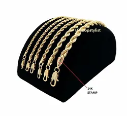 This stunning 14k GOLD PLATED ROPE chain. THIS IS HOTTEST TREND:14K GOLD PLATED 2.5mm to 6mm ROPE CHAIN NECKLACE...