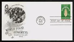 #1231 5c Food For Peace, issued in 1963. Cover Format. Art Craft Cachet.
