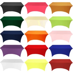 Our spandex tablecloth fits rectangular tables in sizes of 48