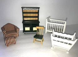 Lot of 6 pieces of Melissa & Doug dollhouse furniture, as shown. All items appear to be in great condition