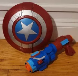 Marvel Avengers: Infinity War Movie Nerf Captain America Assembler Gear Gun.  Its in great condition. Does show few...