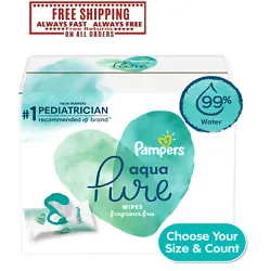 Our simplest formula, Pampers Aqua Pure baby wipes are made with 99% pure water. A soft and gentle clean, theyre made...
