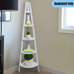 Weve cornered the market on great bookcases! This 5-Shelf Ladder Style Corner Bookshelf gives you storage room in an...
