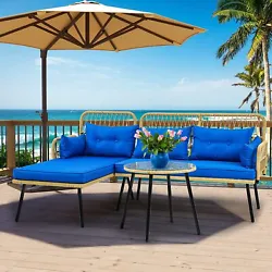 1X L-Shaped Sectional. Room Type: Patio Garden. Protect cushions from rain. The inner sponge is not waterproof. 1X...