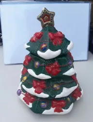Vintage Christmas Tree Ceramic Cookie Jar approximately 10” Tall. Item is pre-owned but in great shape. No chips or...