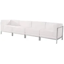 Flash Furniture Imagination Series Leather 4-Piece Lounge Set, White (ZBIMAGSET8WH) - Sold as 1 Each. • White Bonded...