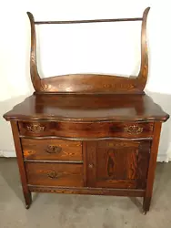 THIS BEAUTIFUL OAK SERPENTINE Commode DRESSER Made by Coye Furniture CO. Stevens Point WI. SERPENTINE OAK WASHSTAND...