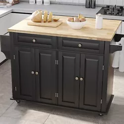 Movable Kitchen Island: All-in-one storage for tableware, kitchenware, spices, towels, etc. Smooth and waterproof...