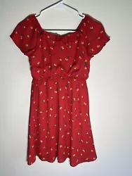 Trixxi Girl Red Floral Dress.Girls Size Large. Ruffle trim elastic neckline with flowy flutter sleeves. Sleeve can be...