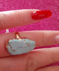 Bague doré fantaisie style turquoise T 52 bijoux femme très bien faite légère.