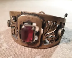 Ancien Bracelet Afghan En Bronze Ethnique. Bracelet Afghan fabrication artisanale,bronze rehaussé de perles de verre....