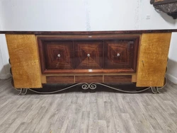 enfilade art déco époque 1930 en placage de palissandre et AnboinePiétement en fer nikeler Meuble restaurer et...