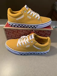 Vans Mens Seldan Checker Sidewall Yellow Canvas Skate Shoes Sz 10.5 Retail $70.