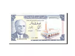 Billet, Tunisie, 1/2 Dinar, 1965, 1965-06-01, KM:62a, SUP.