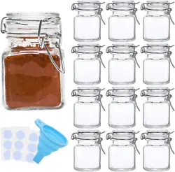 Each glass jar is equipped with incredibly sturdy airtight gaskets that seal in the freshness. Spice Jars Set Include.
