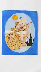 Pierrot et Colombine. signé Xavier Sager. à Paris entre 1900 et 1920. encre et gouache. du célèbre dessinateur et....