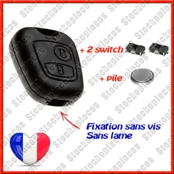 Coque PLIP Télécommande Clé + 2 Switchs + 1 Pile Pour. compatible Saxo Xsara Picasso Berlingo.
