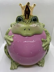 Vtg 2002 Department 56 Frog Prince w/ Crown Cookie Candy Jar Dept Rare Collector.