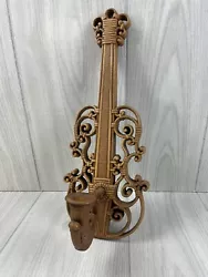 Vintage Homco Violin Candle Holder Syroco Music Wall Hanging 16
