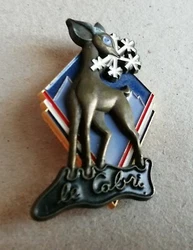 Ancien Insigne Epinglette Ecole du Ski Le Cabri 1960. Signé Aubert Paris.