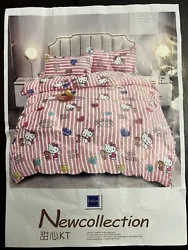 Hello Kitty Duvet Cover Set (Queen Size) Duvet, Flat Sheet, Two Pillow Case. (New in original packaging)