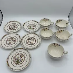 Vintage Copeland S. 713 Spodes Cowslip 5 Tea Cups and 5 Saucers. Well loved set. There are some chips on the bottom of...