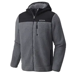 This Full-Zip Sherpa Fleece features a hoodie covered in a heavy duty nylon to block out the wind. 100% soft, polyester...